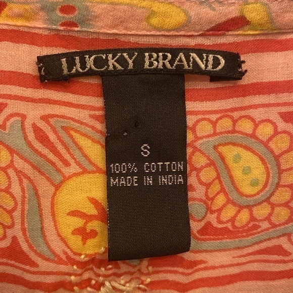 LUCKY BRAND | Boho Embroidered Split Neck Tunic Blouse | Size Small - Picture 4 of 11